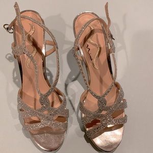 Silver sparkly wedge shoes